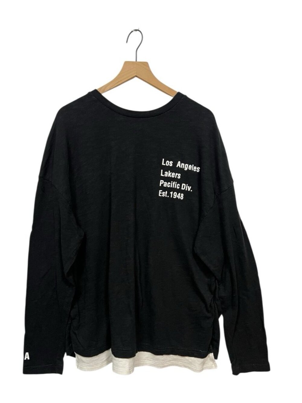 Los Angeles Lakers NBA Long Sleeve Layered Shirt Size XL Black